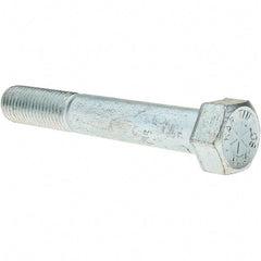 Value Collection - 7/8-9 UNC, 6" Length Under Head Hex Head Cap Screw - Partially Threaded, Grade 8 Alloy Steel, Zinc-Plated Finish, 1-5/16" Hex - Caliber Tooling