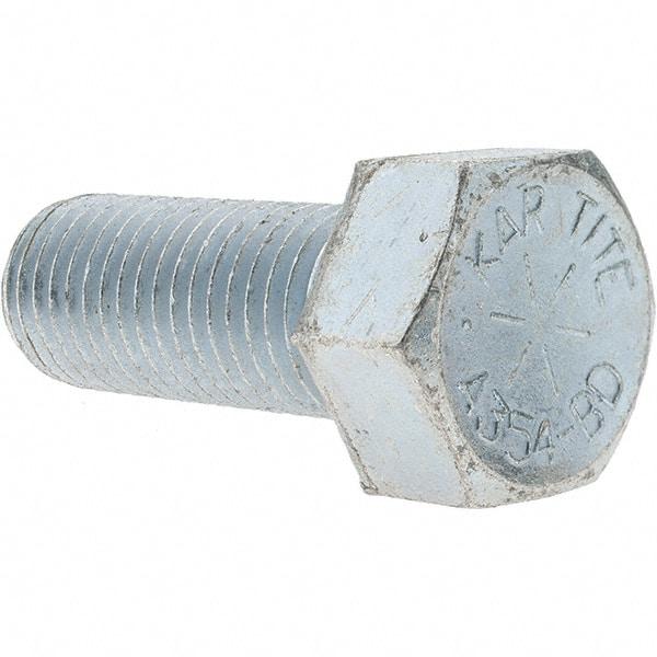 Value Collection - 1-8 UNC, 2-1/2" Length Under Head Hex Head Cap Screw - Fully Threaded, Grade 8 Alloy Steel, Zinc-Plated Finish, 1-1/2" Hex - Caliber Tooling