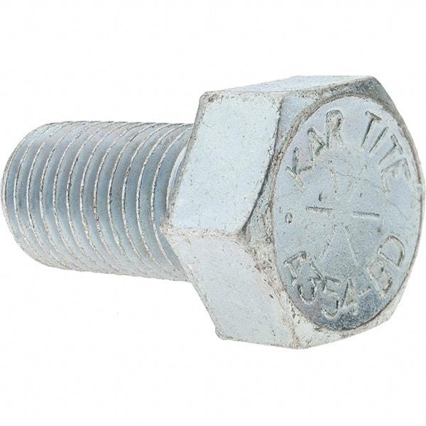 Value Collection - 1-8 UNC, 2" Length Under Head Hex Head Cap Screw - Fully Threaded, Grade 8 Alloy Steel, Zinc-Plated Finish, 1-1/2" Hex - Caliber Tooling