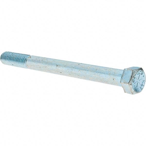 Value Collection - 7/16-14 UNC, 5" Length Under Head Hex Head Cap Screw - Partially Threaded, Grade 8 Alloy Steel, Zinc-Plated Finish, 5/8" Hex - Caliber Tooling