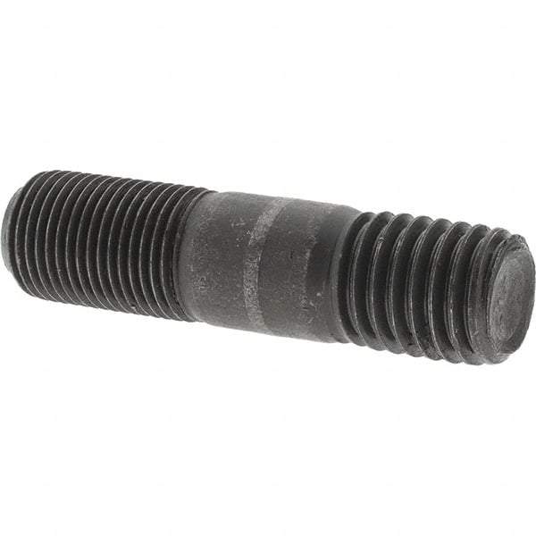 Value Collection - 5/8-18 Long Thread, 5/8-11 Short Thread, 2-1/2" OAL Unequal Double Threaded Stud - Steel, Uncoated, 1" Long Thread Length, 3/4" Short Thread Length - Caliber Tooling