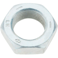 Made in USA - 1-14 UNF Steel Left Hand Hex Jam Nut - 1-1/2" Across Flats, 0.5469" High, Zinc Clear Finish - Caliber Tooling