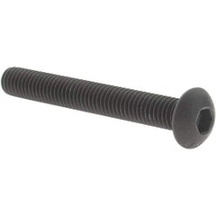 Value Collection - #10-32 UNF Hex Socket Drive, Button Screw - Alloy Steel, Black Oxide Finish, Fully Threaded, 1-1/2" Length Under Head - Caliber Tooling