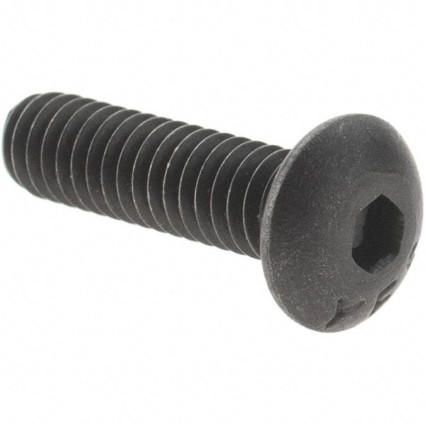 Value Collection - #8-32 UNC Hex Socket Drive, Button Screw - Alloy Steel, Black Oxide Finish, Fully Threaded, 5/8" Length Under Head - Caliber Tooling