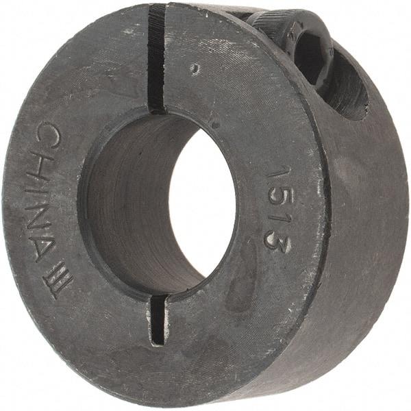 Value Collection - 15mm Bore, Steel, One Piece Clamp Collar - 1-3/8" Outside Diam - Caliber Tooling