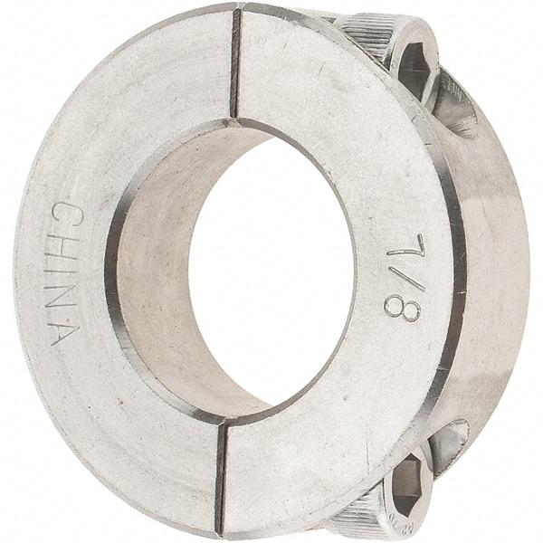 Value Collection - 7/8" Bore, Stainless Steel, Two Piece Shaft Collar - 1-5/8" Outside Diam, 1/2" Wide - Caliber Tooling