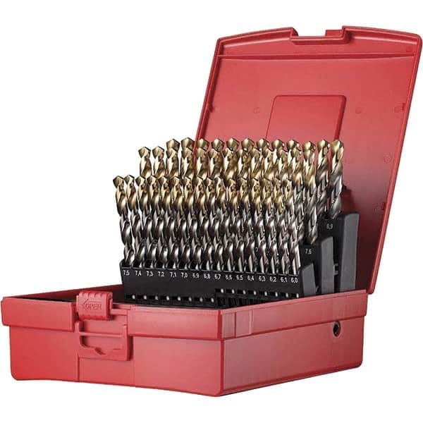 DORMER - 6 to 10mm, 118° Point, TiN Finish, High Speed Steel Jobber Length Drill Bit Set - Caliber Tooling