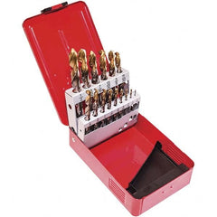 DORMER - 1/16 to 1/2", 118° Point, TiN Finish, High Speed Steel Jobber Length Drill Bit Set - Caliber Tooling