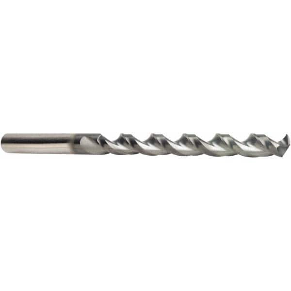 Extra Length Drill Bit: 0.172″ Dia, 130 °, Cobalt AlCrN Finish, 3.3884″ Flute Length, Parabolic Flute, Straight-Cylindrical Shank, Series A941