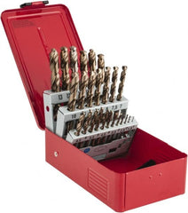 DORMER - 1 to 13mm, 135° Point, Bronze Finish, Cobalt Jobber Length Drill Bit Set - Caliber Tooling