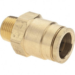 Parker - 5/8" Outside Diam, 3/8 NPTF, Brass Push-to-Connect Tube Male Connector - Tube to Male NPT Connection, Nitrile O-Ring - Caliber Tooling