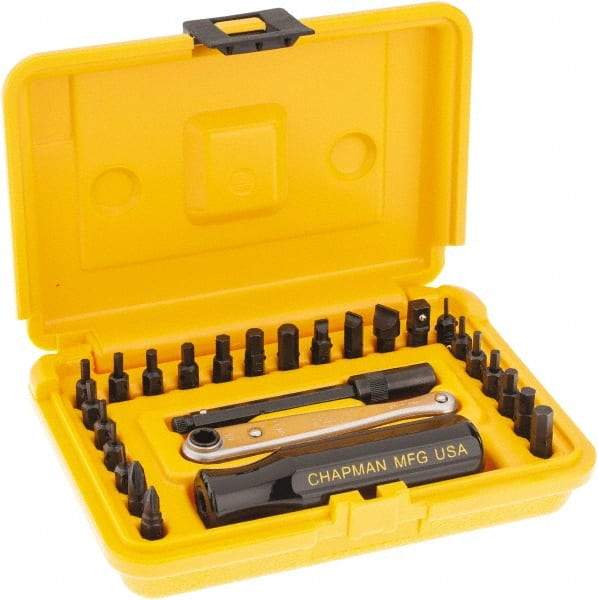 Chapman - 27 Piece, Screwdriver 1/4" Bit Ratchet Bit Set - #1 to #2 Phillips, 0.05 to 1/4" Hex, 1.5 to 6mm Hex - Caliber Tooling