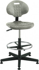 Bevco - 21 to 31" High Adjustable Height Swivel Stool - 27" Wide x 27" Deep, Polyurethane Seat, Gray - Caliber Tooling