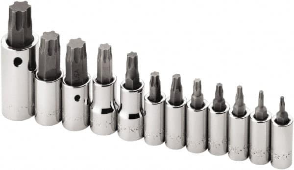 SK - 12 Piece 1/4, 3/8 & 1/2" Drive Torx Bit Socket Set - T10 to T60 Torx - Caliber Tooling