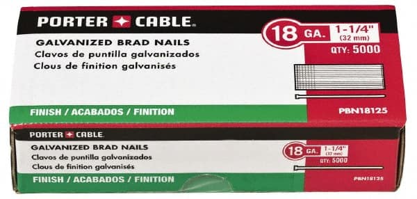 Porter-Cable - 18 Gauge 5/8" Long Brad Nails for Power Nailers - Grade 2 Steel, Galvanized Finish, Brad Head, Chisel Point - Caliber Tooling