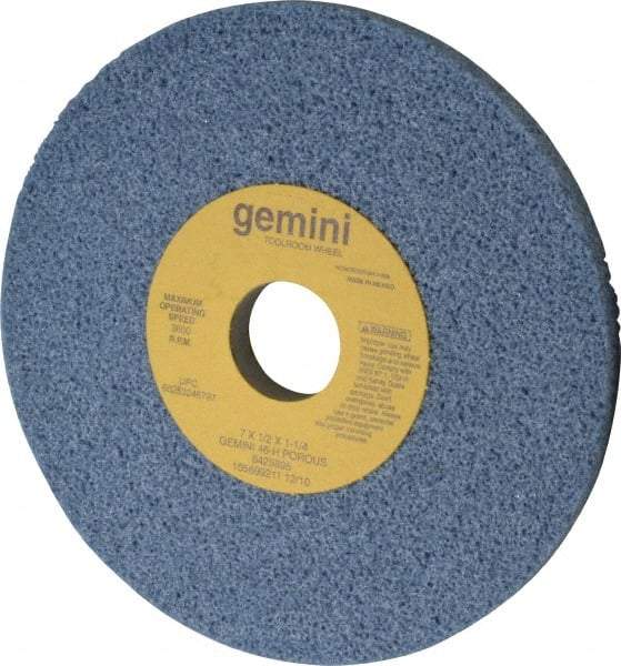 Norton - 7" Diam x 1-1/4" Hole x 1/2" Thick, H Hardness, 46 Grit Surface Grinding Wheel - Aluminum Oxide, Type 1, Coarse Grade, 3,600 Max RPM, No Recess - Caliber Tooling