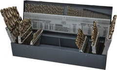 Chicago-Latrobe - 1/16 to 1/2", 135° Point, Gold Finish, Cobalt Jobber Length Drill Bit Set - Caliber Tooling