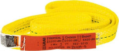 Lift-All - 3' Long x 1" Wide, 3,200 Lb Vertical Capacity, 2 Ply, Polyester Web Sling - 2,500 Lb Choker Capacity, Yellow - Caliber Tooling