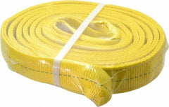 Lift-All - 14' Long x 2" Wide, 6,400 Lb Vertical Capacity, 2 Ply, Polyester Web Sling - 5,000 Lb Choker Capacity, Yellow - Caliber Tooling