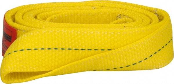 Lift-All - 6' Long x 2" Wide, 6,400 Lb Vertical Capacity, 2 Ply, Polyester Web Sling - 5,000 Lb Choker Capacity, Yellow - Caliber Tooling