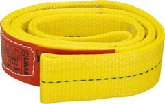 Lift-All - 4' Long x 2" Wide, 6,400 Lb Vertical Capacity, 2 Ply, Polyester Web Sling - 5,000 Lb Choker Capacity, Yellow - Caliber Tooling