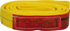 Lift-All - 6' Long x 2" Wide, 6,400 Lb Vertical Capacity, 2 Ply, Polyester Web Sling - 5,000 Lb Choker Capacity, Yellow - Caliber Tooling