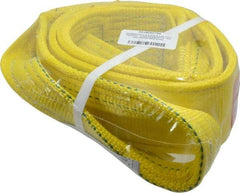 Lift-All - 6' Long x 3" Wide, 8,600 Lb Vertical Capacity, 2 Ply, Polyester Web Sling - 6,900 Lb Choker Capacity, Yellow - Caliber Tooling