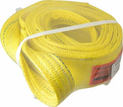 Lift-All - 8' Long x 3" Wide, 8,600 Lb Vertical Capacity, 2 Ply, Polyester Web Sling - 6,900 Lb Choker Capacity, Yellow - Caliber Tooling