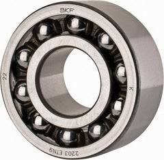 SKF - 17mm Bore Diam, 40mm OD, Open Self Aligning Radial Ball Bearing - 16mm Wide, 2 Rows, Round Bore, 573 Lb Static Capacity, 2,380 Lb Dynamic Capacity - Caliber Tooling