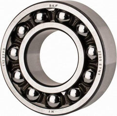 SKF - 25mm Bore Diam, 52mm OD, Open Self Aligning Radial Ball Bearing - 18mm Wide, 2 Rows, Round Bore, 989 Lb Static Capacity, 3,780 Lb Dynamic Capacity - Caliber Tooling