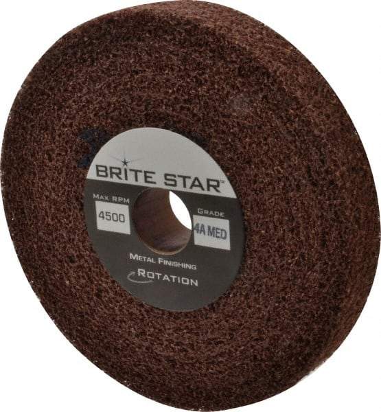 Brite Star - 6" Diam, 1" Face Width, 1" Center Hole, Medium Grade, Aluminum Oxide Deburring Wheel - Convolute, Hard Density 4 Grade, 6,000 RPM - Caliber Tooling