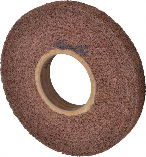 Brite Star - 8" Diam, 1" Face Width, 3" Center Hole, Medium Grade, Aluminum Oxide Deburring Wheel - Convolute, Hard Density 4 Grade, 3,400 RPM - Caliber Tooling