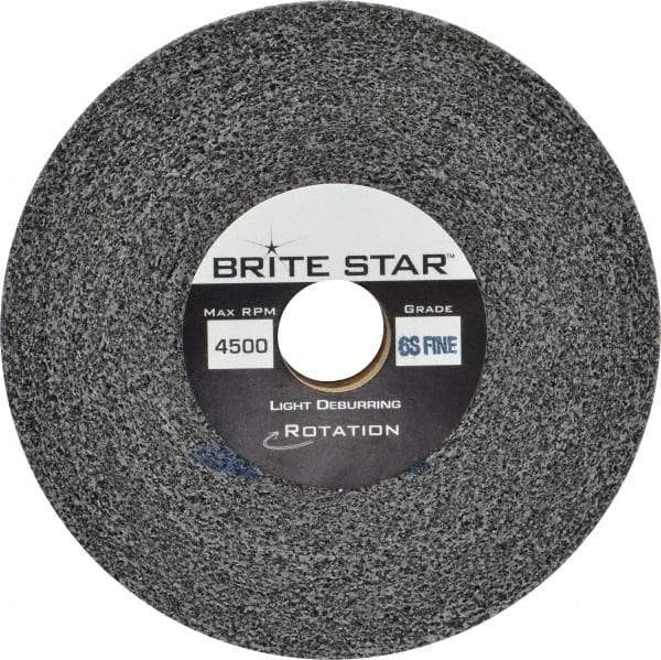 Brite Star - 6" Diam, 1" Face Width, 1" Center Hole, Fine Grade, Silicon Carbide Deburring Wheel - Convolute, Soft Density 6 Grade, 6,000 RPM - Caliber Tooling