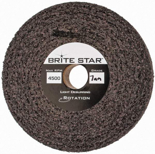 Brite Star - 6" Diam, 1" Face Width, 1" Center Hole, Medium Grade, Aluminum Oxide Deburring Wheel - Convolute, Hard Density 8 Grade, 6,000 RPM - Caliber Tooling