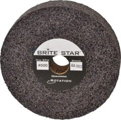 Brite Star - 6" Diam, 1-1/2" Face Width, 1" Center Hole, Medium Grade, Aluminum Oxide Deburring Wheel - Convolute, Hard Density 8 Grade, 4,500 RPM - Caliber Tooling