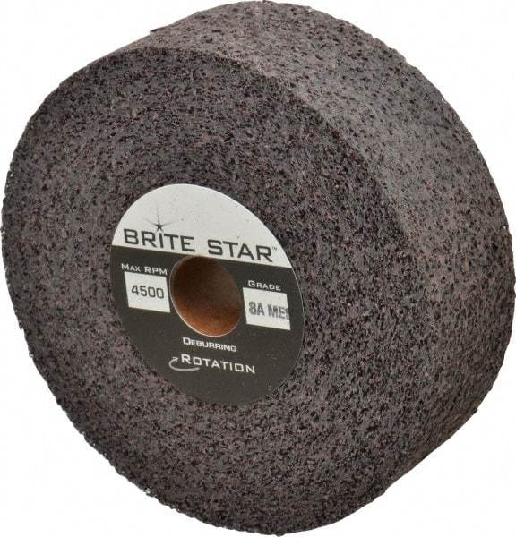 Brite Star - 6" Diam, 2" Face Width, 1" Center Hole, Medium Grade, Aluminum Oxide Deburring Wheel - Convolute, Hard Density 8 Grade, 4,500 RPM - Caliber Tooling