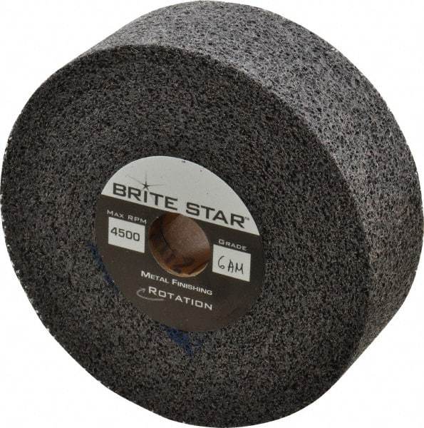 Brite Star - 6" Diam, 2" Face Width, 1" Center Hole, Medium Grade, Aluminum Oxide Deburring Wheel - Convolute, Medium Density 6 Grade, 6,000 RPM - Caliber Tooling