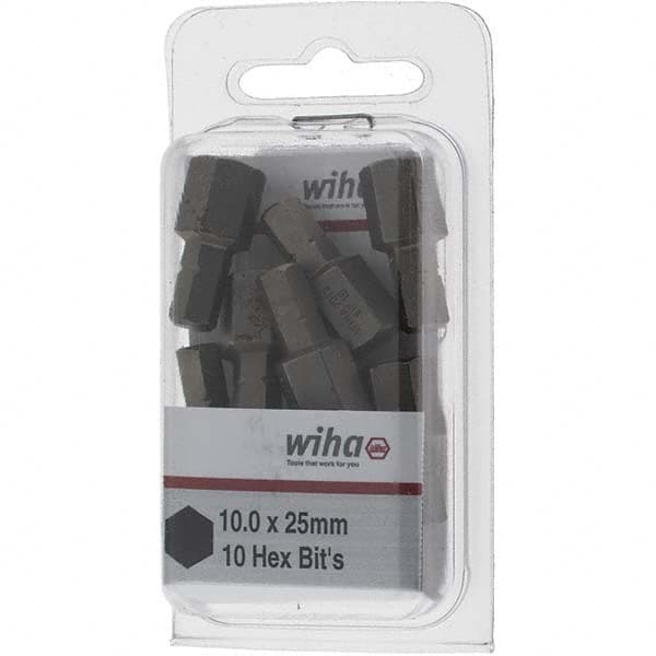 Wiha - 10mm Hex Screwdriver Bit - 1/4" Drive, 1" OAL - Caliber Tooling