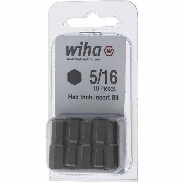 Wiha - 0.312" Hex Screwdriver Bit - 1/4" Drive, 1" OAL - Caliber Tooling