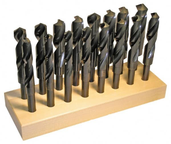 Chicago-Latrobe - 17/32 to 1", 118° Point, Oxide Finish, High Speed Steel Reduced Shank Drill Bit Set - Caliber Tooling