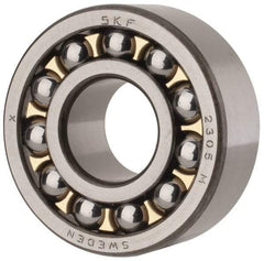 SKF - 25mm Bore Diam, 62mm OD, Open Self Aligning Radial Ball Bearing - 24mm Wide, 2 Rows, Round Bore, 1,470 Lb Static Capacity, 5,440 Lb Dynamic Capacity - Caliber Tooling