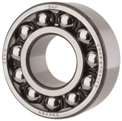 SKF - 40mm Bore Diam, 90mm OD, Open Self Aligning Radial Ball Bearing - 33mm Wide, 2 Rows, Round Bore, 3,600 Lb Static Capacity, 12,100 Lb Dynamic Capacity - Caliber Tooling