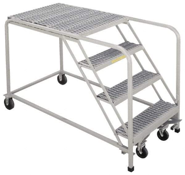 PW Platforms - 30" 3 Step Platform - Rolling Work Platform, 500 Lb Capacity, 30" Platform Height, 26" Base Width x 40" Base Depth, Perforated Tread - Caliber Tooling