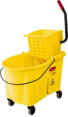 Rubbermaid - 44 Qt Plastic Bucket & Wringer - 26.3333" Long x 38-1/8" High x 18-1/8" Wide, Yellow - Caliber Tooling