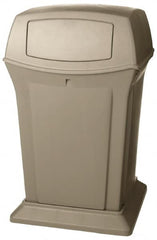 Rubbermaid - 45 Gal Beige Square Trash Can - Polyethylene, 41-1/2" High x 24-7/8" Long x 24-7/8" Wide - Caliber Tooling