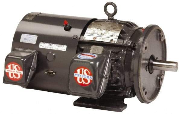 US Motors - 5 hp, TEFC Enclosure, No Thermal Protection, 3,520 RPM, 230/460 Volt, 60 Hz, Three Phase Premium Efficient Motor - Size 184 Frame, Rigid Mount, 1 Speed, Ball Bearings, 12.2/6.1 Full Load Amps, F Class Insulation, Reversible - Caliber Tooling