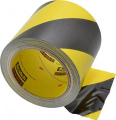 3M - Black & Yellow Striped Vinyl Tape - 4" Wide x 108' Long x 5.4 mil Thick, General Traffic - Caliber Tooling