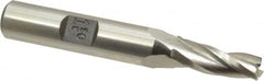 Made in USA - 1.5° Taper Angle per Side, 1/4" Small End Diam, 3/4" LOC, High Speed Steel 3 Flute Tapered Square End Mill - 2-7/8" OAL, 3/8" Shank Diam, Spiral Flute - Caliber Tooling