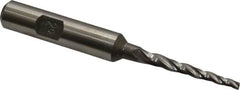 Made in USA - 2° Taper Angle per Side, 3/32" Small End Diam, 1-1/4" LOC, High Speed Steel 3 Flute Tapered Square End Mill - 3-1/4" OAL, 3/8" Shank Diam, Spiral Flute - Caliber Tooling