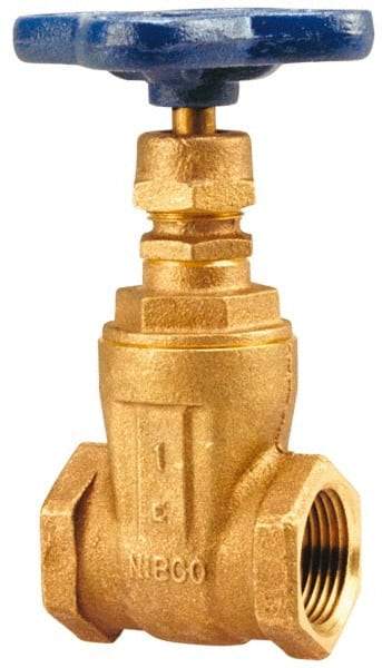 NIBCO - 2-1/2" Pipe, Class 125, Threaded Bronze Solid Wedge Stem Gate Valve with Cross Handle - 200 WOG, 125 WSP, Screw-In Bonnet - Caliber Tooling